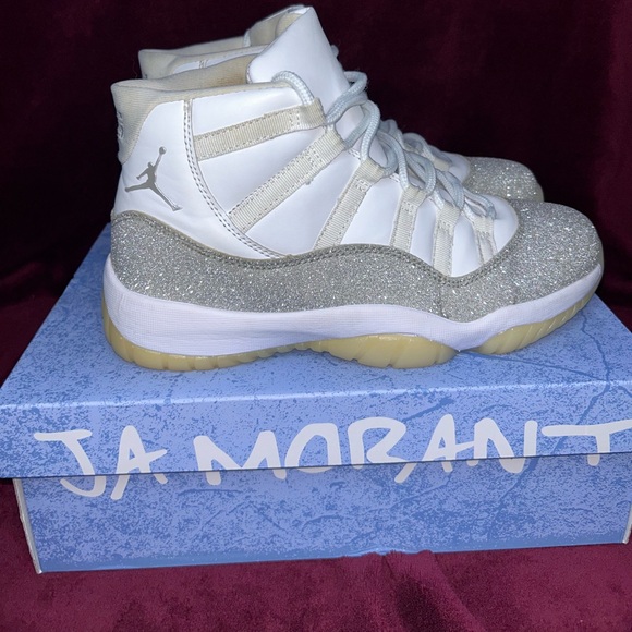 Woman’s Jordan 11 Retro White Metallic Silver (sparkly) - Picture 3 of 6